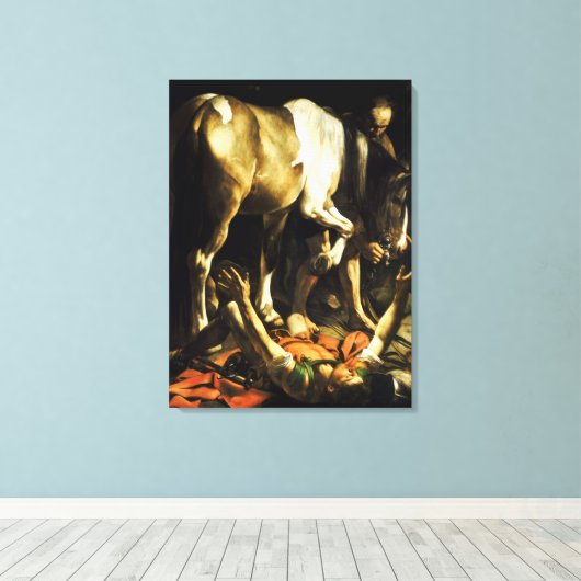 Caravaggio Conversion of St. Paul Canvas Afdruk (Insitu (Houten vloer))