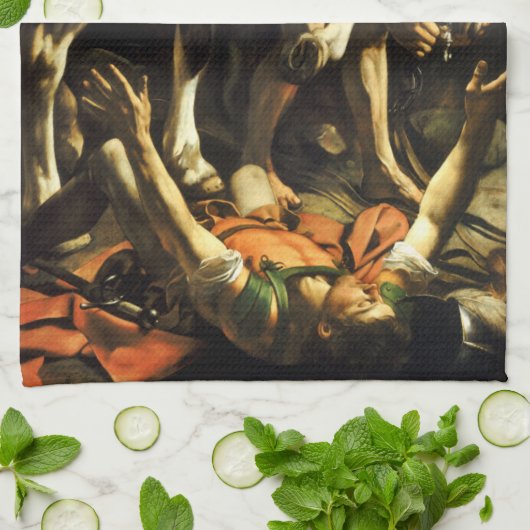 Caravaggio Conversion of St. Paul Kitchen Towel Theedoek (Gevouwen)