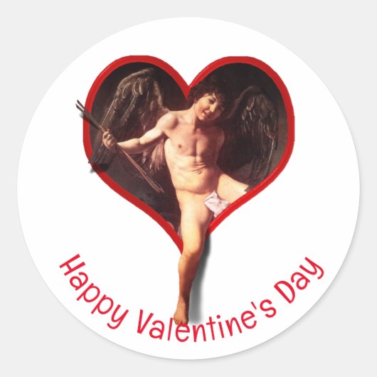 Caravaggio Cupid Valentine's Day Ronde Sticker (Voorkant)