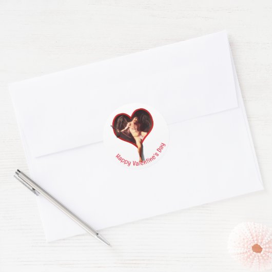 Caravaggio Cupido Valentijnsdag Ronde Sticker (Envelop)