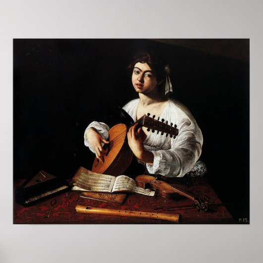 Caravaggio - De luitspeler Poster (Voorkant)