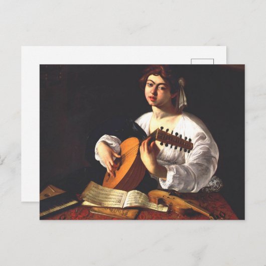 Caravaggio - De Lute Player Briefkaart (Voorkant / Achterkant)