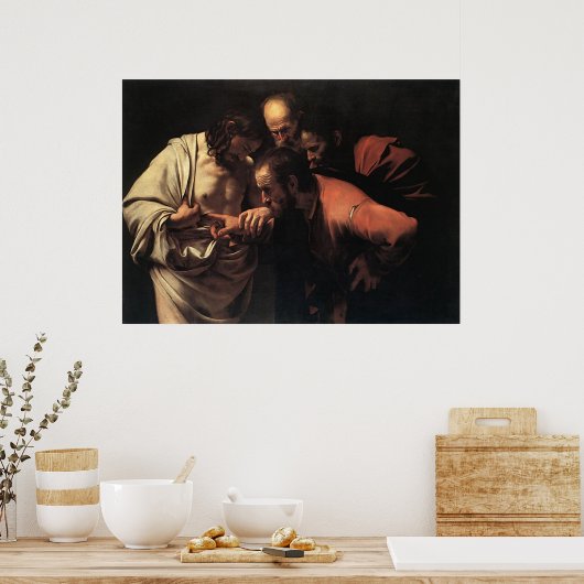 Caravaggio de ongelovigheid van Saint Thomas Poster (Keuken)