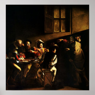 Caravaggio - de oproep van Saint Matthew 1600 Poster