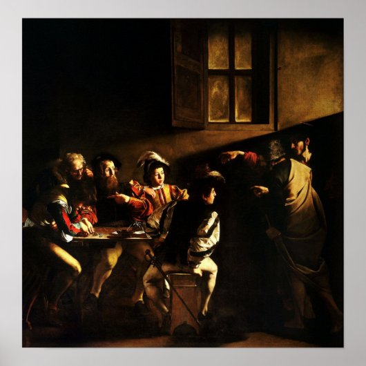 Caravaggio - de oproep van Saint Matthew 1600 Poster (Voorkant)