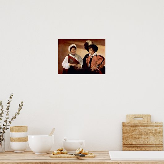Caravaggio-De waarzegger van het fortuin Poster (Keuken)