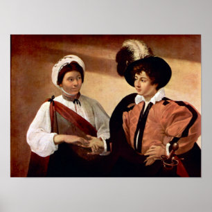 Caravaggio-De waarzegger van het fortuin Poster