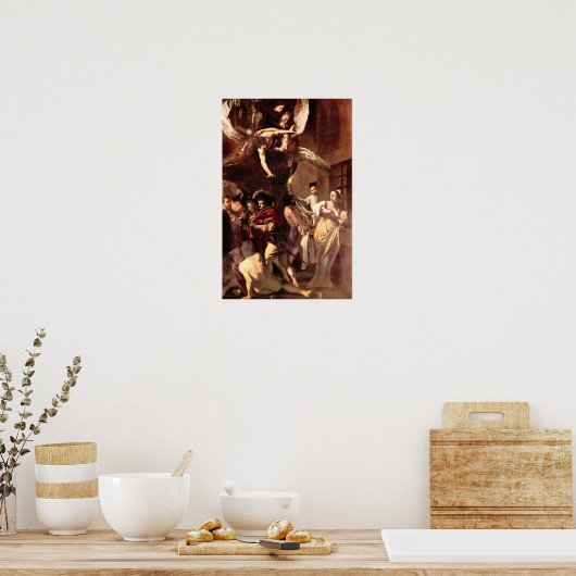 Caravaggio-De zeven werken van genade Poster (Keuken)