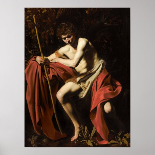 Caravaggio - Johannes de Doper in de wildernis Poster (Voorkant)
