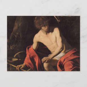 Caravaggio John in de wilde natuur John the Baptis Briefkaart