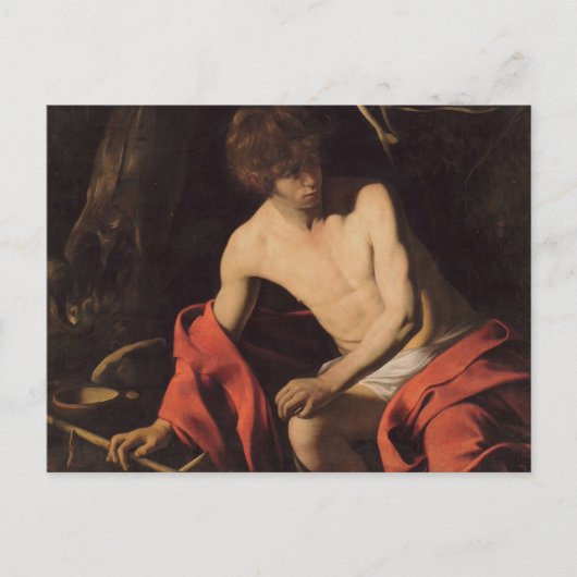 Caravaggio John in de wilde natuur John the Baptis Briefkaart (Voorkant)