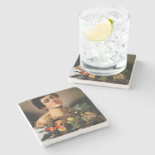 Caravaggio - jongen met mand fruit stenen onderzetter (Zijkant)