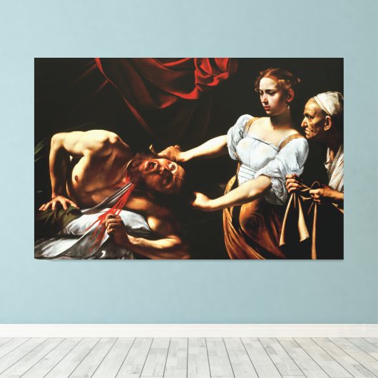 Caravaggio - Judith Beheading Holofernes Canvas Afdruk (Insitu (Houten vloer))