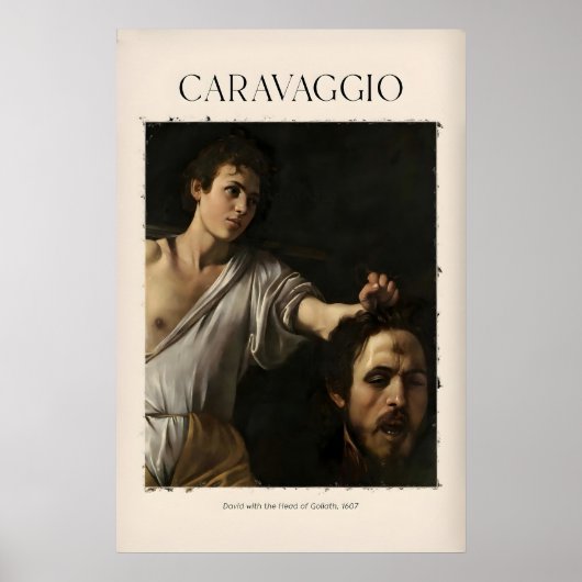 Caravaggio Kunstprint - David met het hoofd van Poster (Voorkant)