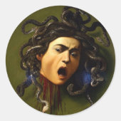 Caravaggio Medusa (1597) Ronde Sticker (Voorkant)