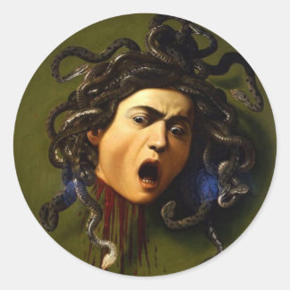 Caravaggio Medusa (1597) Ronde Sticker