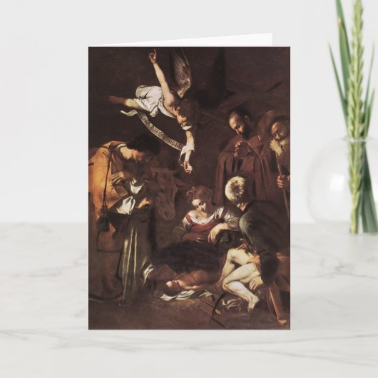 Caravaggio - Nativiteit met St Francis & St Lawren Feestdagen Kaart (Voorkant)