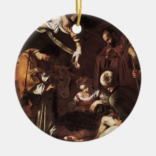 Caravaggio - Nativiteit met St Francis & St Lawren Keramisch Ornament (Voorkant)