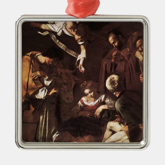 Caravaggio - Nativiteit met St Francis & St Lawren Metalen Ornament (Voorkant)