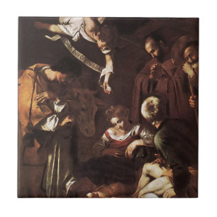 Caravaggio - Nativiteit met St Francis & St Lawren Tegeltje