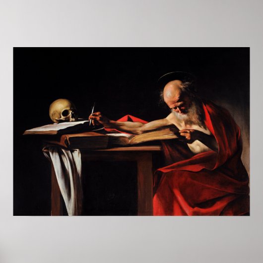 Caravaggio - Saint Jerome Writing 1605 Poster (Voorkant)