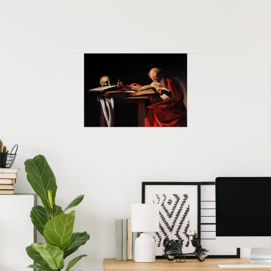 Caravaggio - Saint Jerome Writing 1605 Poster (Thuiskantoor)