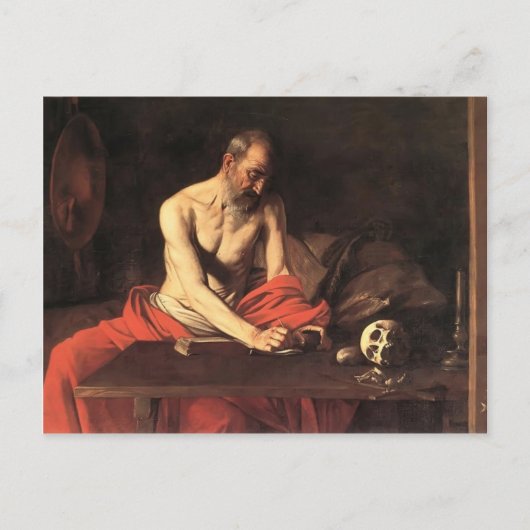 Caravaggio- Saint Jerome Writing Briefkaart (Voorkant)