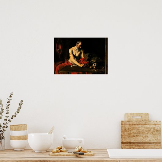 Caravaggio - Saint Jerome Writing Poster (Keuken)