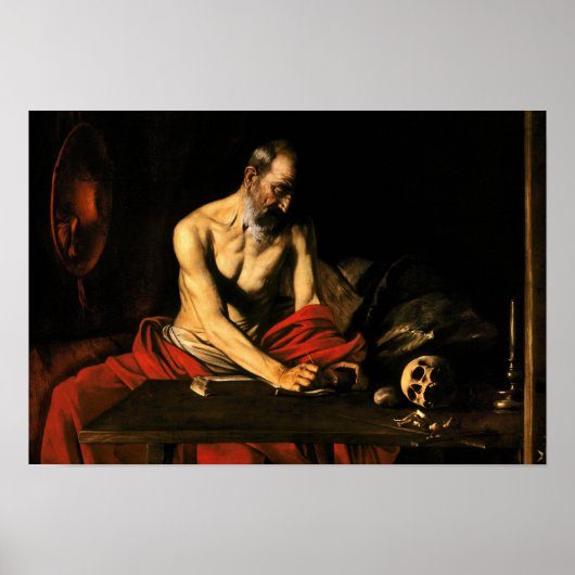 Caravaggio - Saint Jerome Writing Poster (Voorkant)