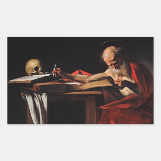 Caravaggio - Saint Jerome Writing Rechthoekige Sticker (Voorkant)