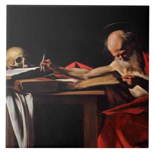 Caravaggio - Saint Jerome Writing Tegeltje (Voorkant)
