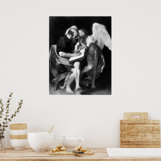 Caravaggio St Matthew en de Angel Poster (Keuken)