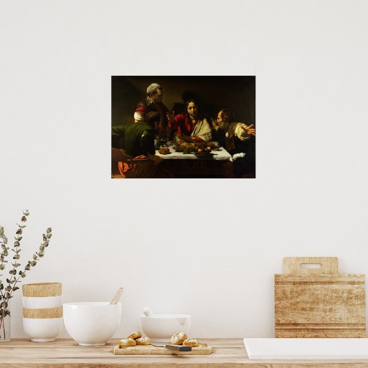 Caravaggio - Supper at emmaus 1602 Poster (Keuken)