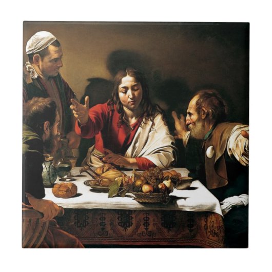 Caravaggio - Supper bij Emmaus - Klassieke schilde Tegeltje (Voorkant)