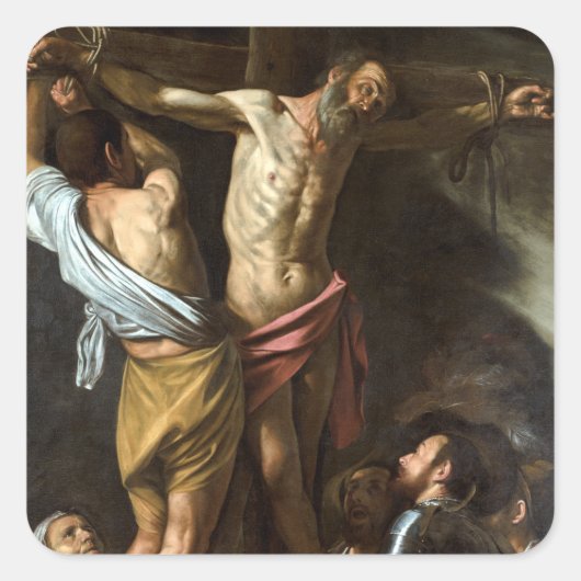Caravaggio The Crucifixation of Saint Andrew Vierkante Sticker (Voorkant)