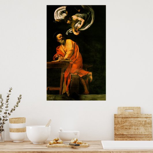 Caravaggio The Inspiration of Saint Matthew Poster (Keuken)