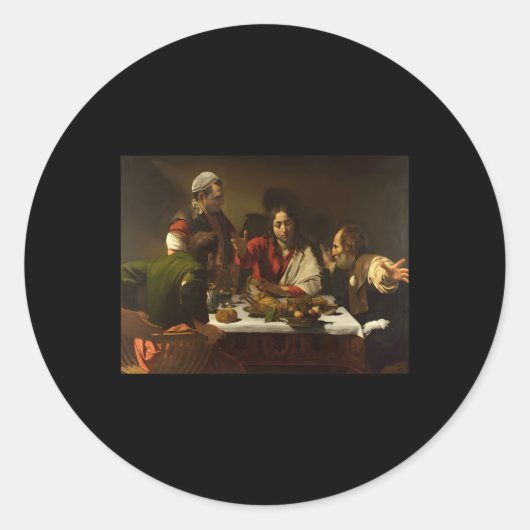 Caravaggio's avondmaal bij Emmaus Ronde Sticker (Voorkant)