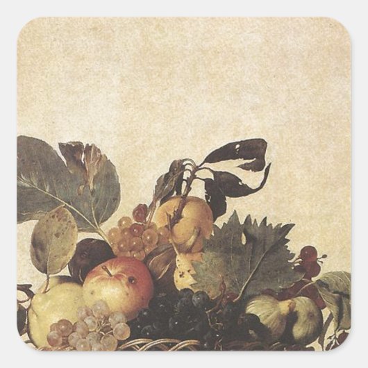 Caravaggio's mand fruit vierkante sticker (Voorkant)