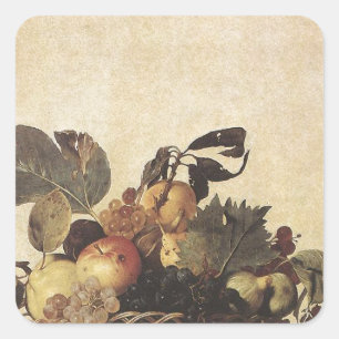 Caravaggio's mand fruit vierkante sticker
