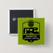 Caravan Camping Business Vierkante Button 5,1 Cm (Voorkant /achterkant)