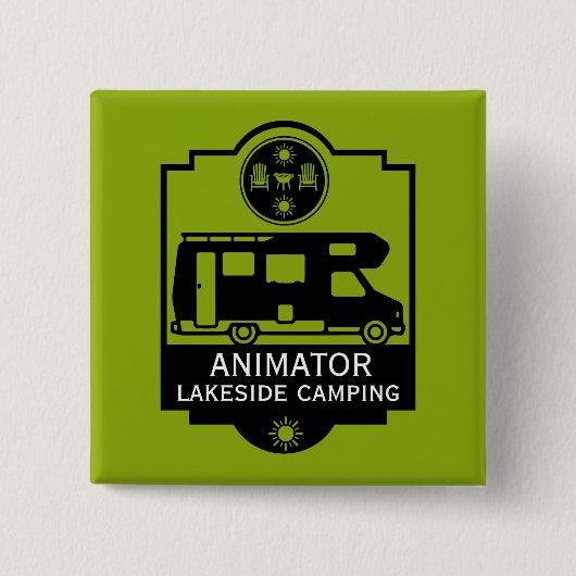 Caravan Camping Business Vierkante Button 5,1 Cm (Voorkant)