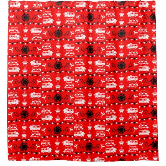 Caravan Camping Decor Douchegordijn (Voorkant)