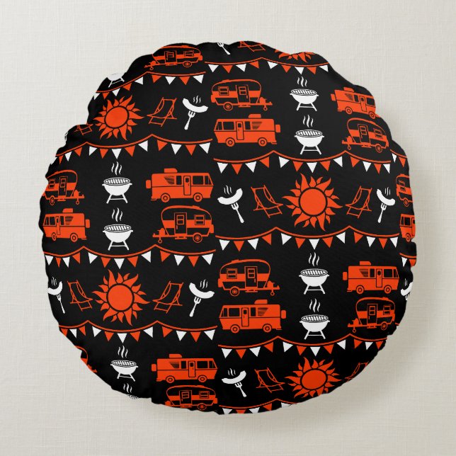 Caravan Camping Decor Rond Kussen (Voorkant)