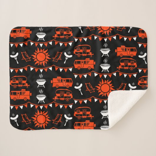 Caravan Camping Decor Sherpa Deken (Voorkant (horizontaal))