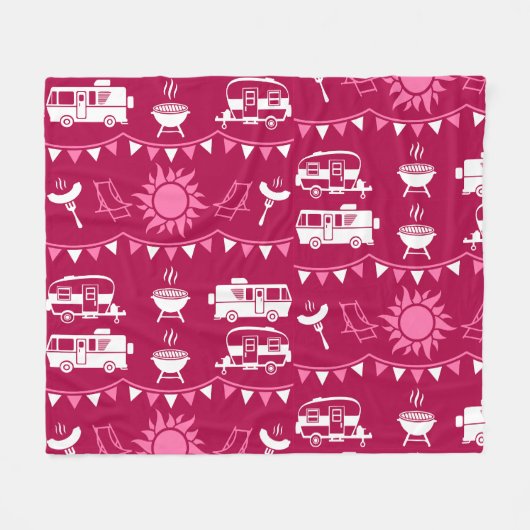 Caravan Camping Home Decor Fleece Deken (Voorkant (Horizontaal))