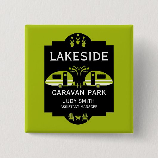 Caravan Camping Promotie Vierkante Button 5,1 Cm (Voorkant)
