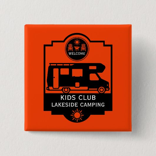 Caravan Camping Promotie Vierkante Button 5,1 Cm (Voorkant)