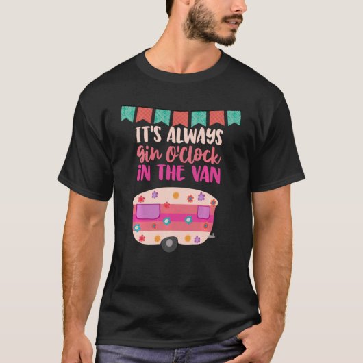Caravan en Gin Happy Camper Life T-shirt (Voorkant)