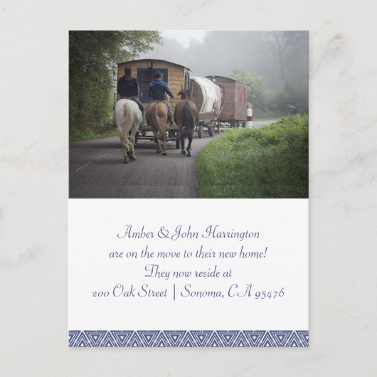 Caravan en rijders op paarden die hun aankondiging (Voorkant)