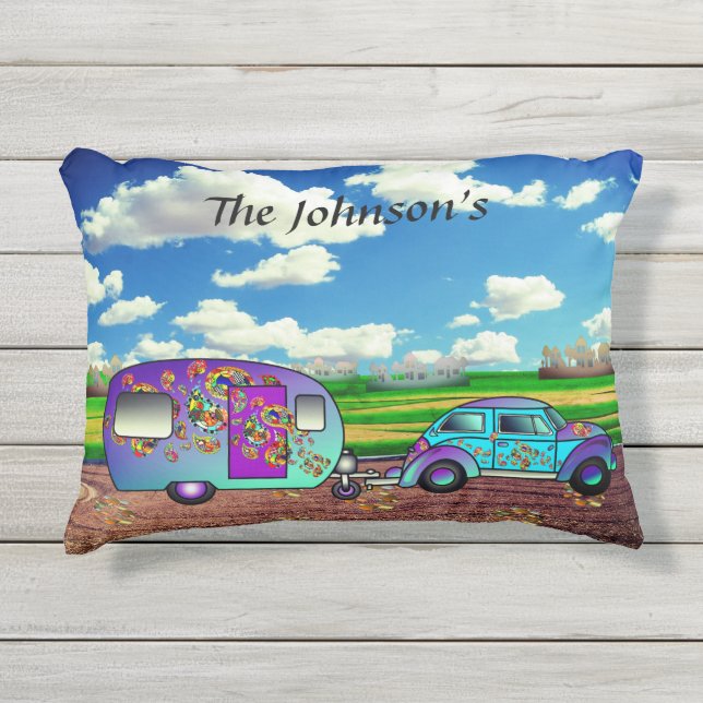 Caravan Gepersonaliseerd Collage Pillow Buitenkussen (Voorkant)